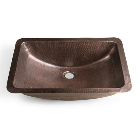 Pure Copper Hand Hammered 21 inch Venetian Dual Mount Drop In Undermount Bathroom Sink